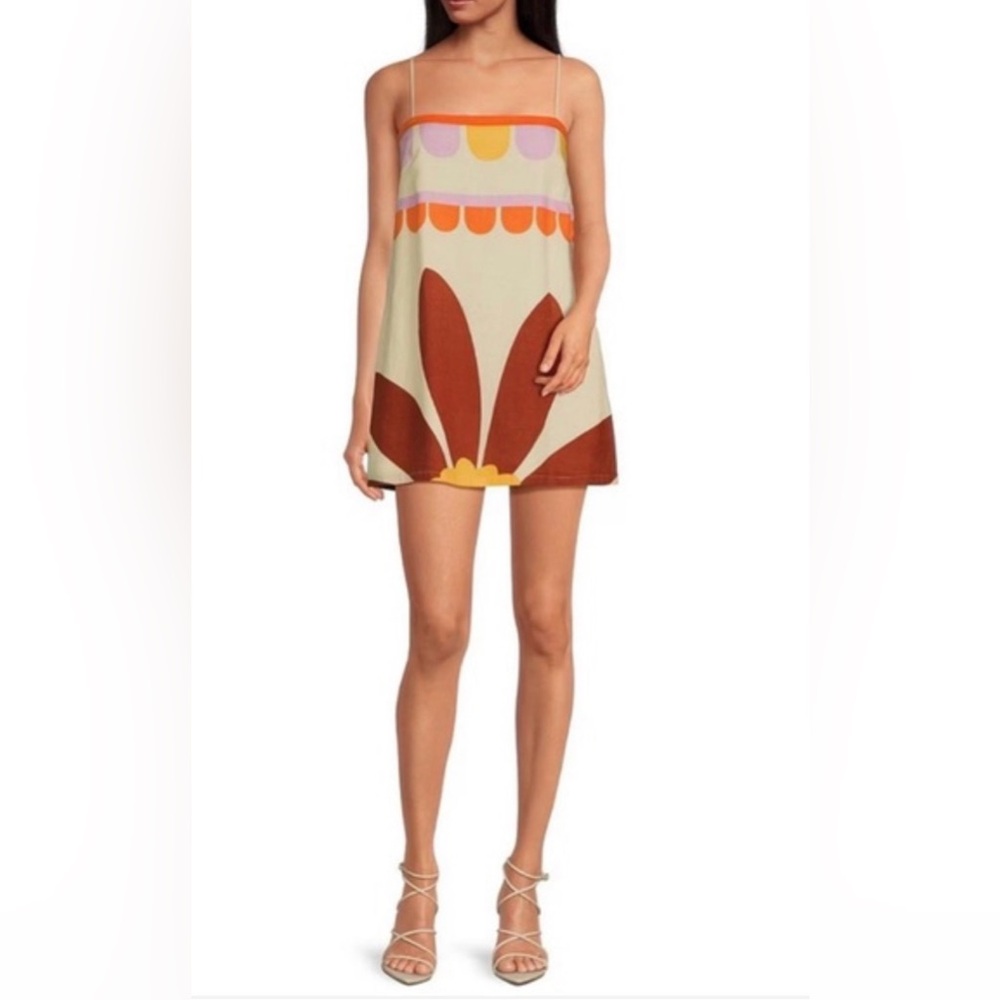 NWT Gianni BiniKourtney Square Neck Sleeveless Linen Blend Mini #L00k